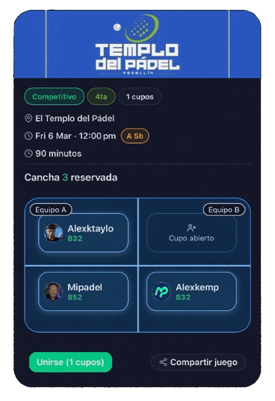 Encuentra y publica partidos